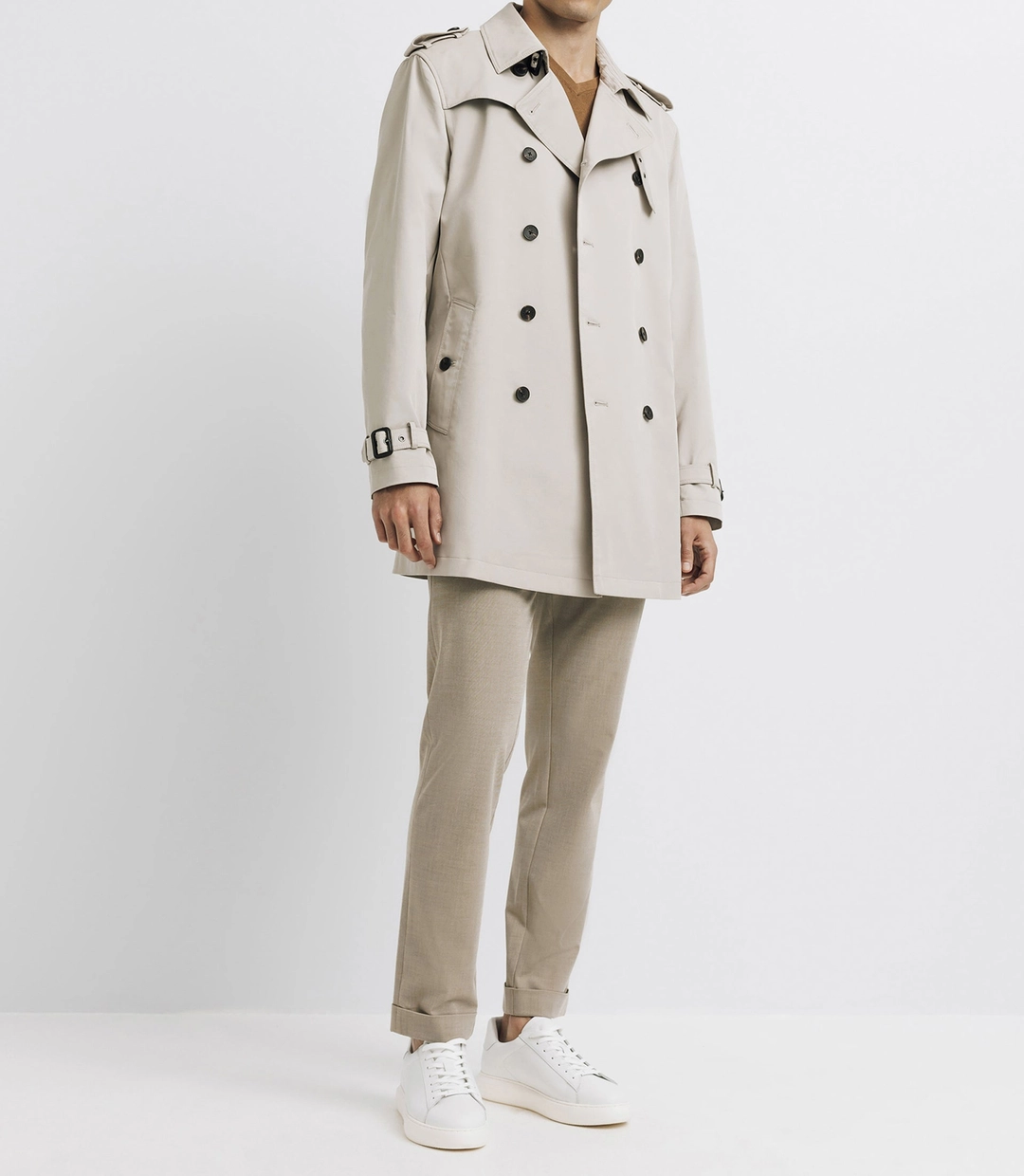 IZAC - Trench croisé beige mastic