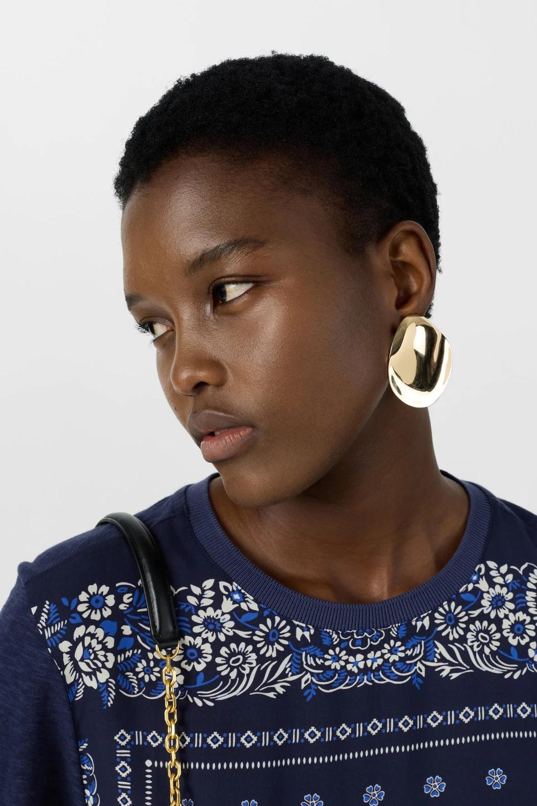 T-shirt bi matière esprit foulard - MANOLIA - Marine