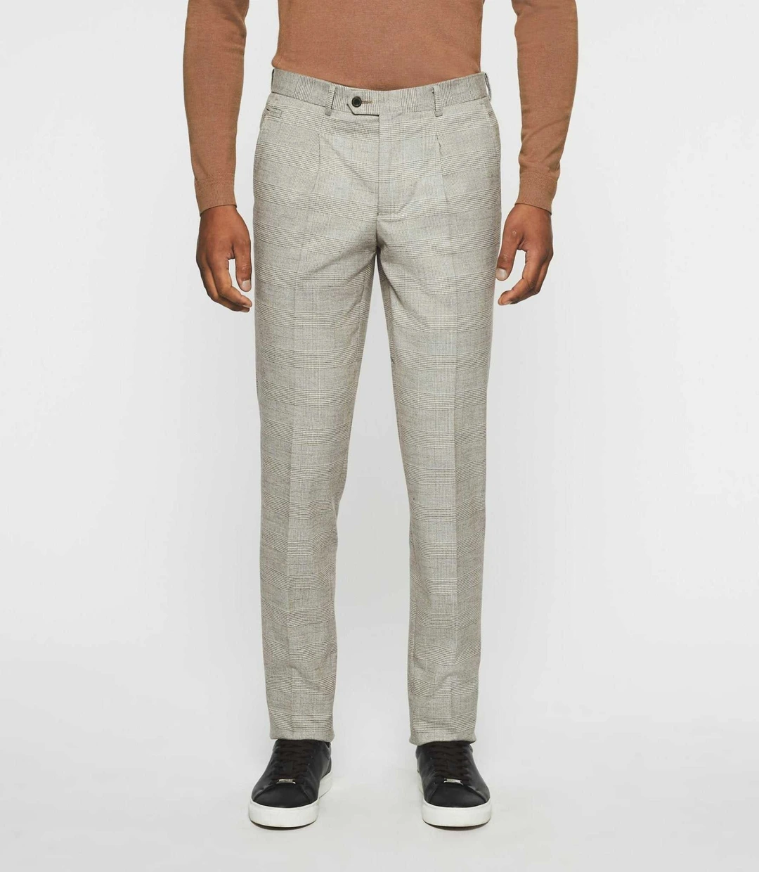 IZAC - Pantalon à carreaux esprit Prince de Galles beige FSWING