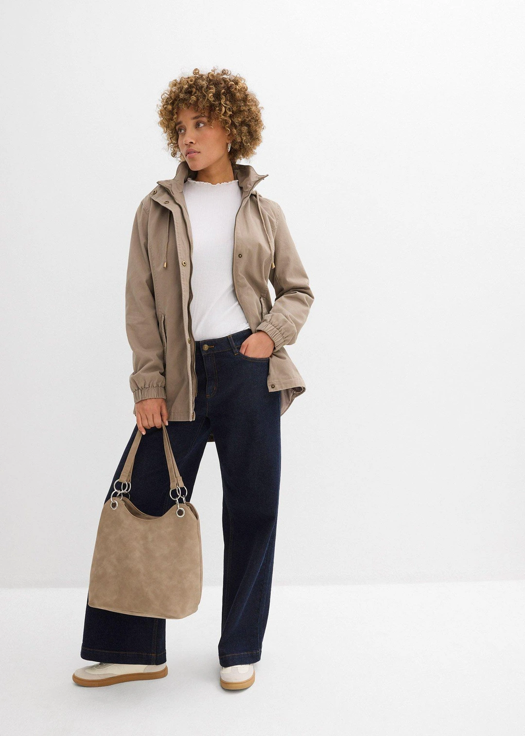 Parka de mi-saison en coton avec capuche imprimée - 2
