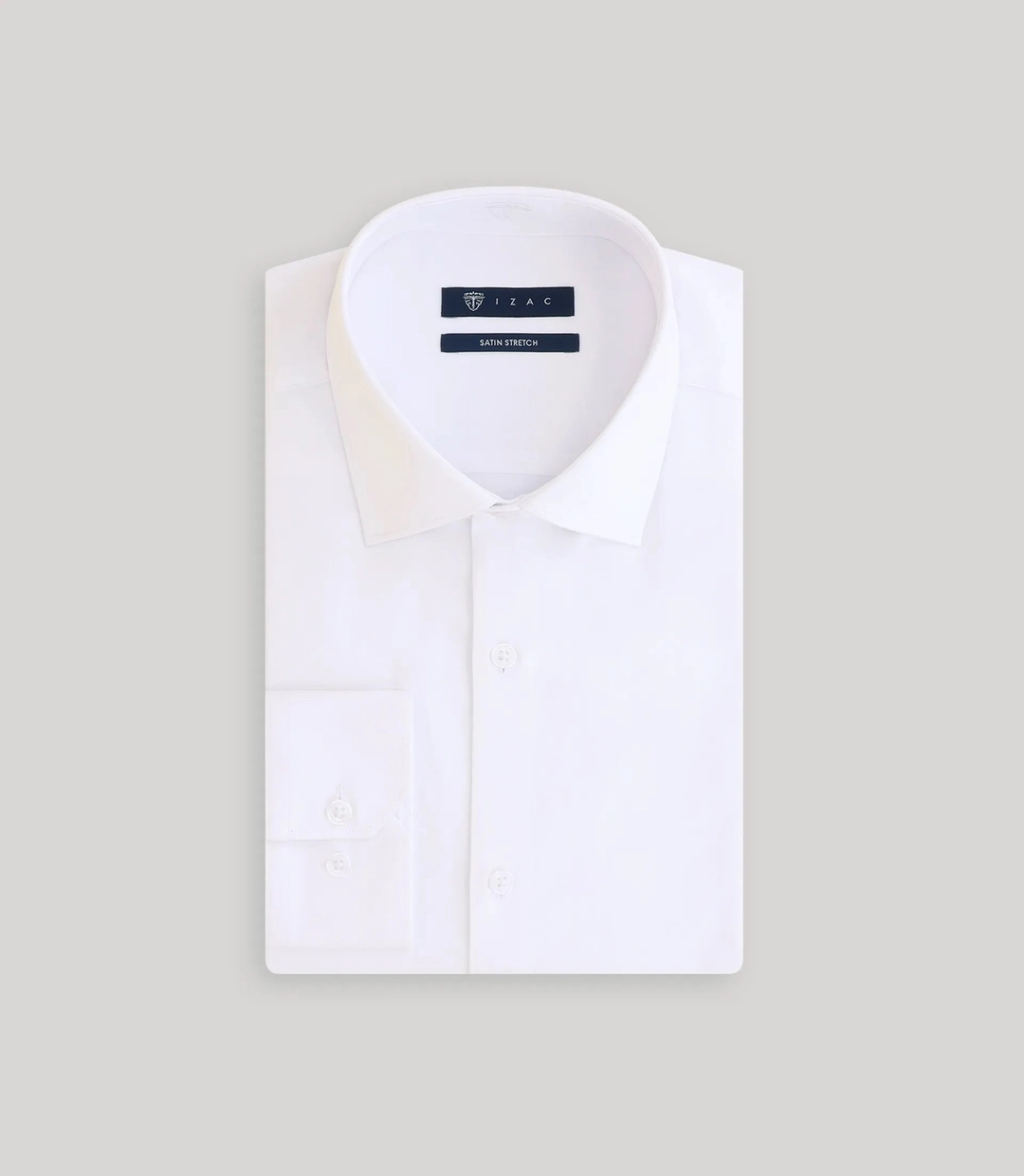 IZAC - Chemise ajustée en satin de coton blanche