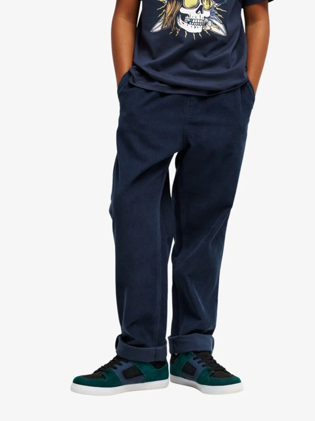 Taxer Cord - Pantalon stretch à taille élastique pour Garçon 8-16 ans Noir