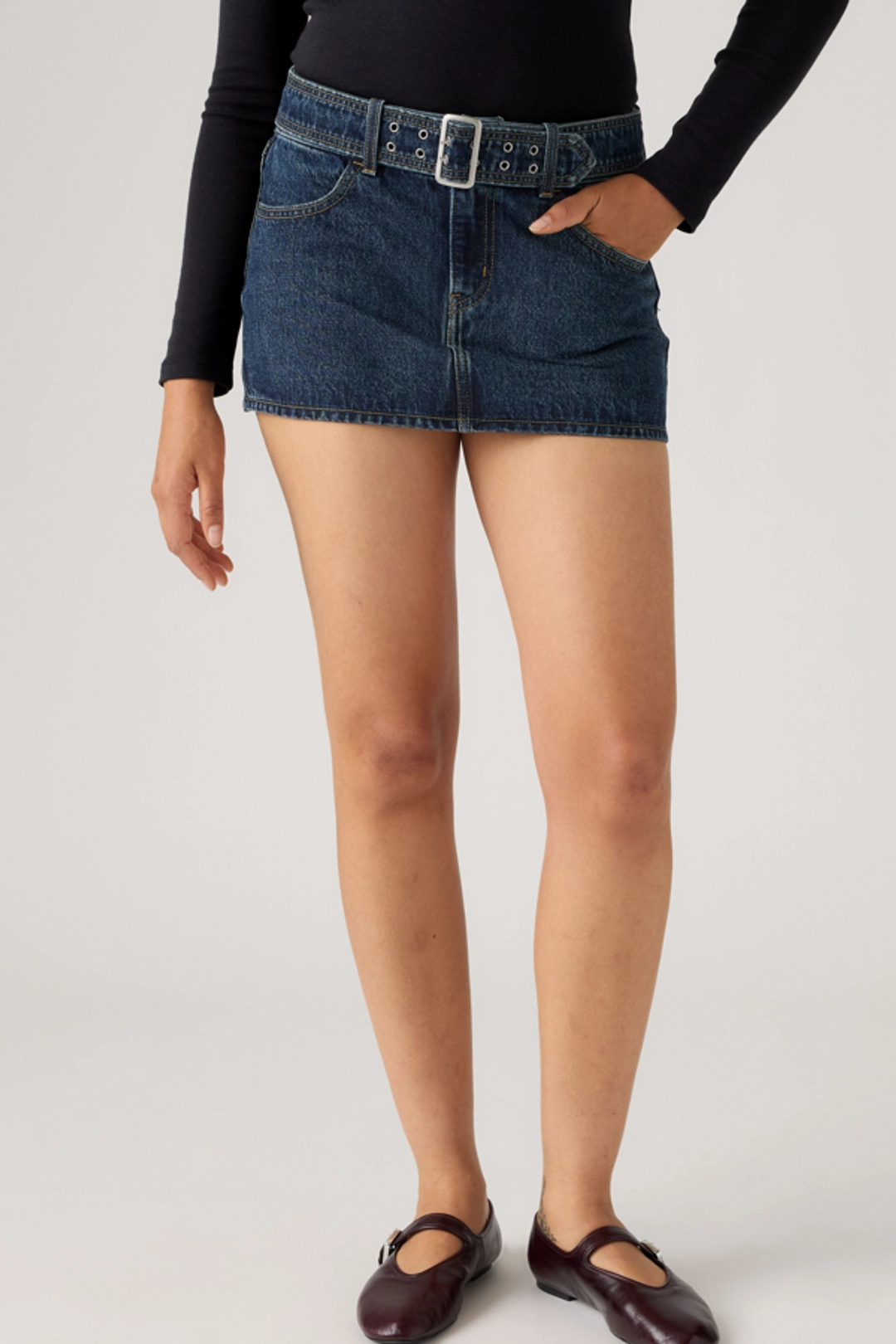 Levi's Mini Jupe Avec Ceinture - Femme - Délavage Foncé / Silver Lode - 32 - 2