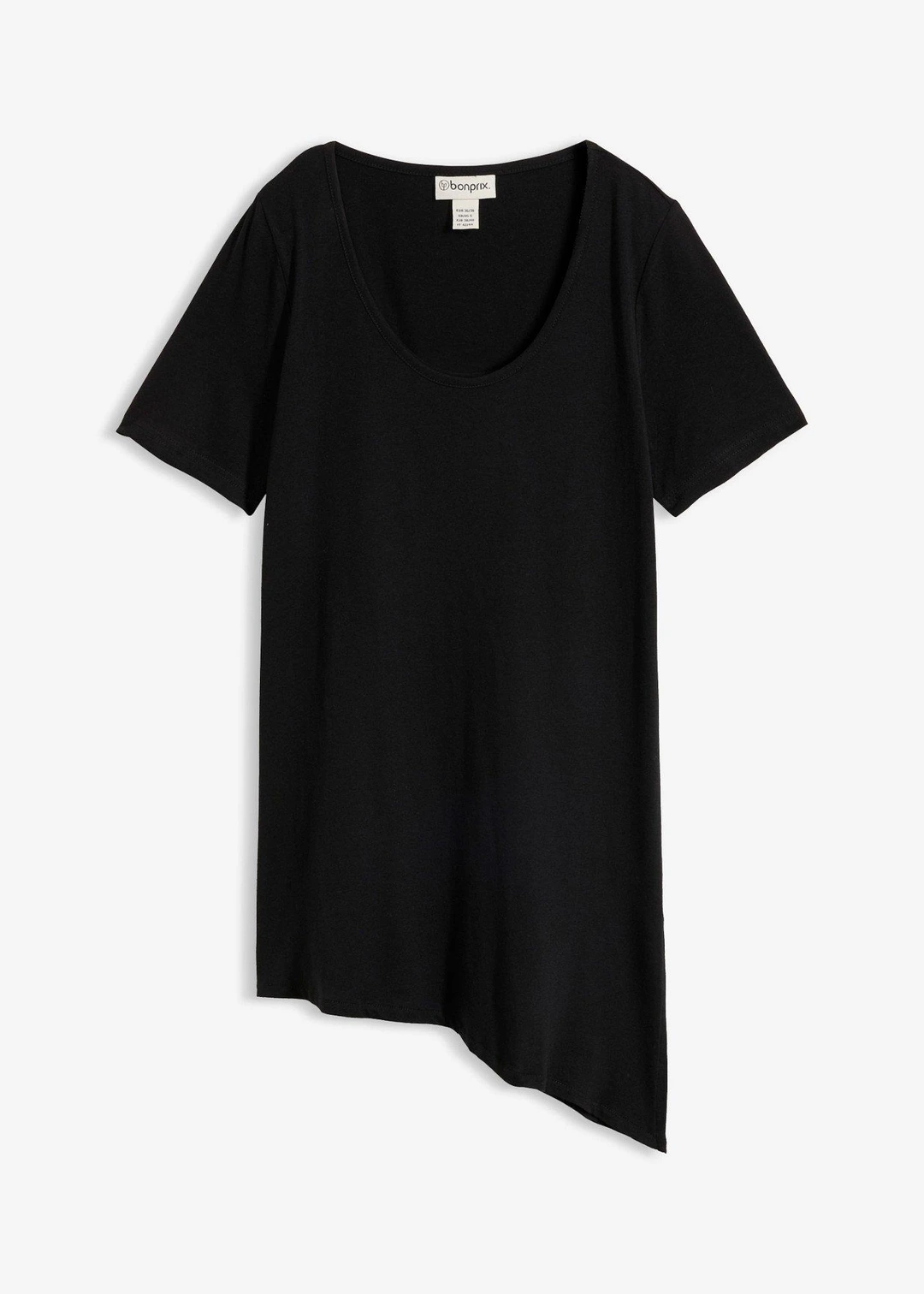 T-shirt long asymétrique en coton et viscose