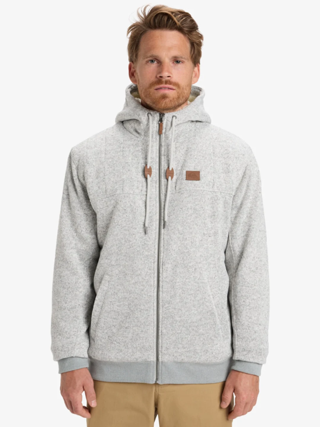 Cypress Keller - Sweat à capuche Sherpa zippé pour Homme Gris