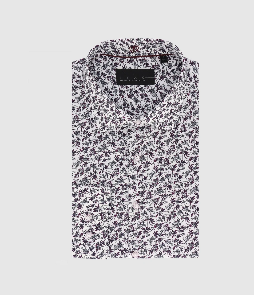 IZAC - Chemise slim imprimée bordeaux PAVOT