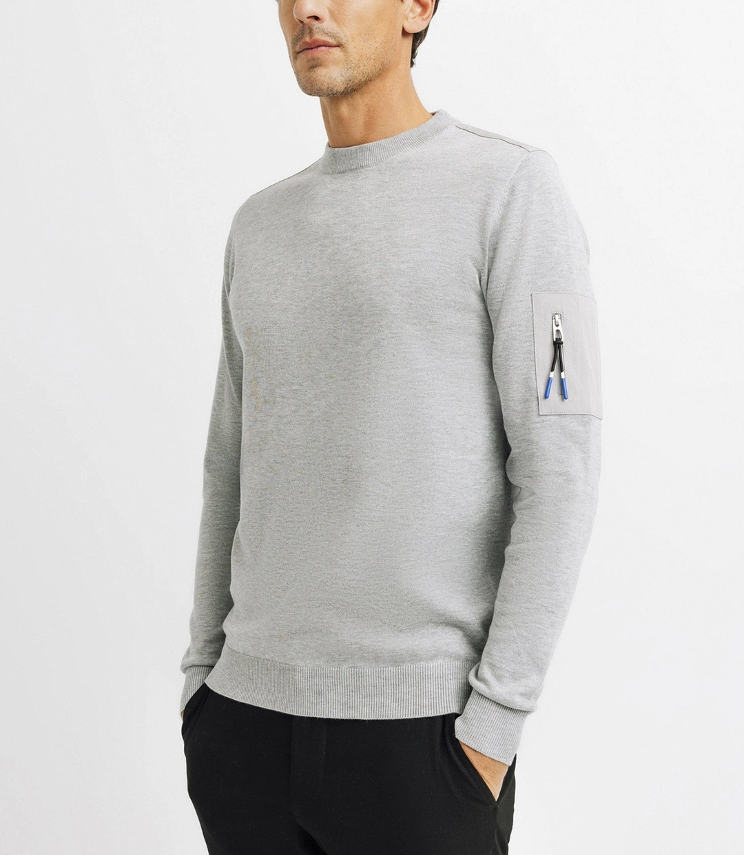 IZAC - Pull col rond avec poche gris