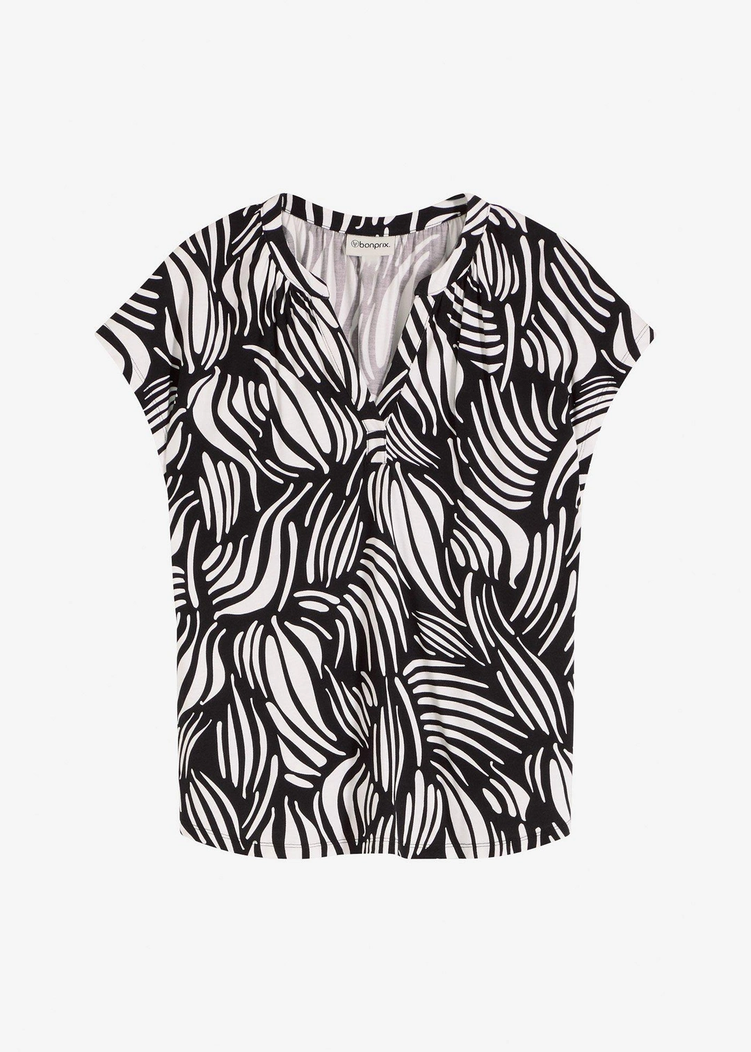 T-shirt col tunisien en viscose mélangée