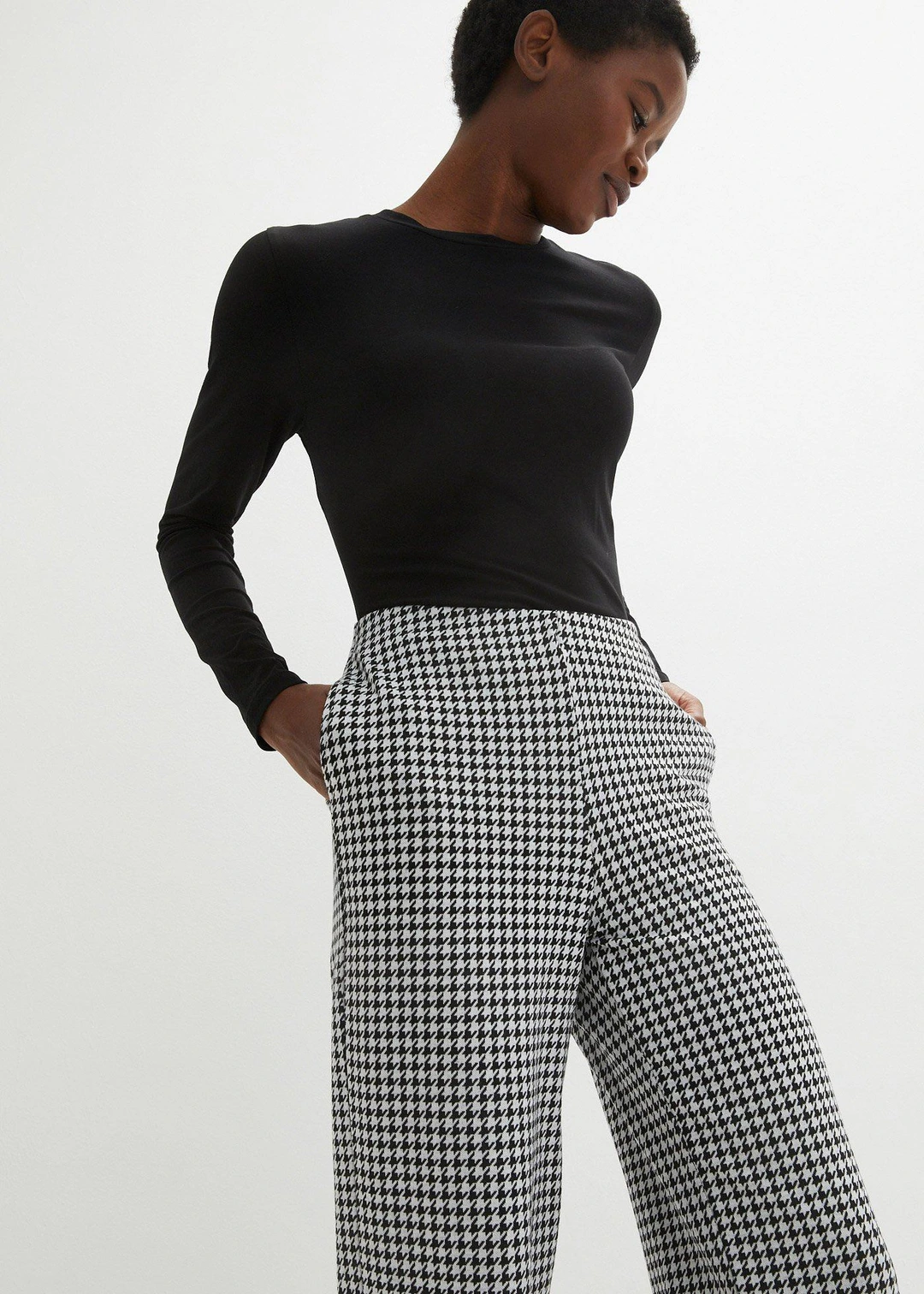 Pantalon large et extensible à motif pied-de-poule - 3