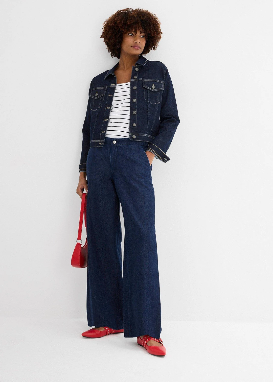 Jean large taille mi-haute