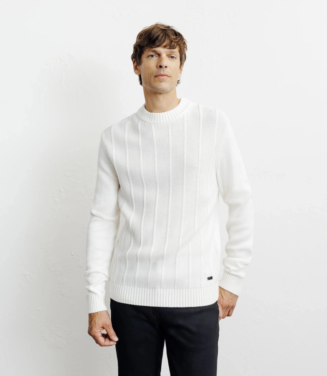 IZAC - Pull col rond ecru