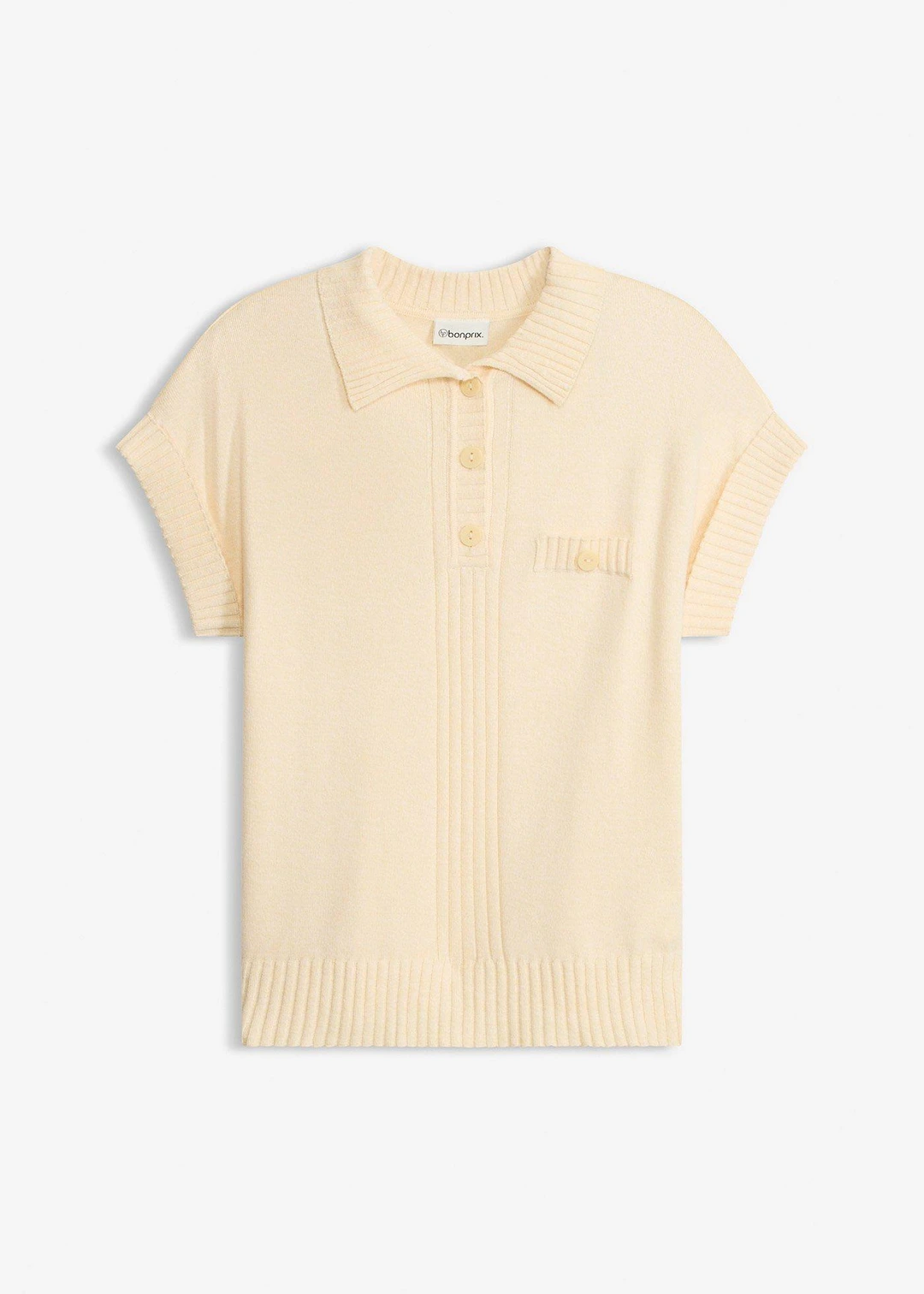 Pull col polo en coton mélangé