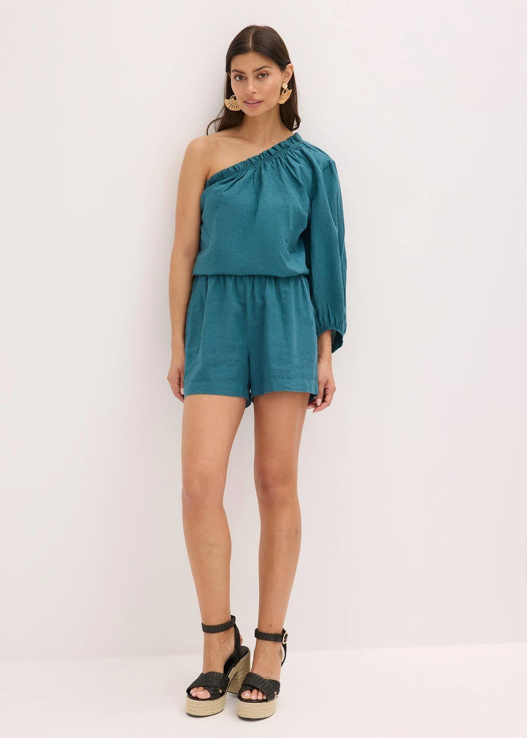 Blouse asymétrique en lin mélangé