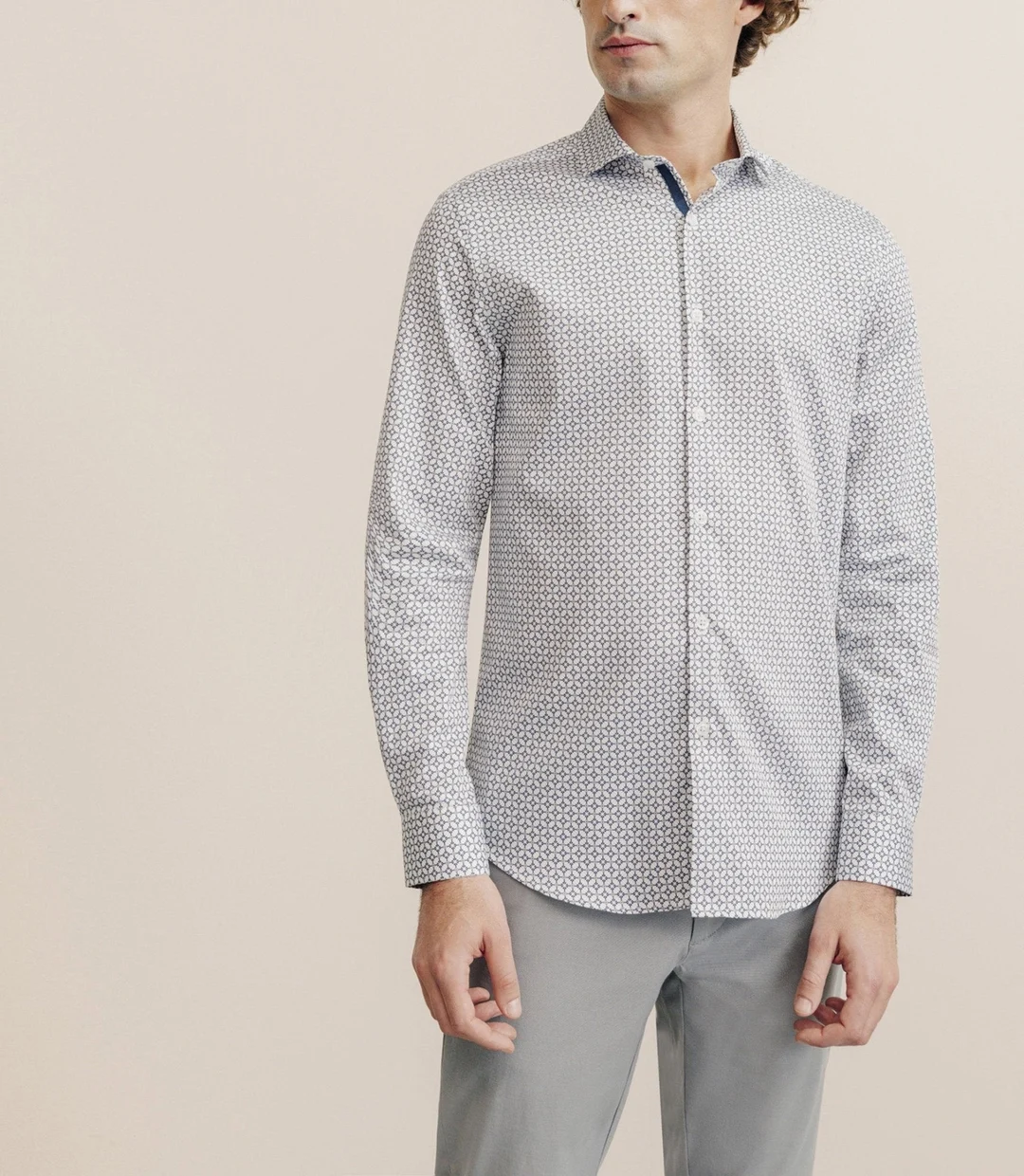 IZAC - Chemise col italien regular écrue