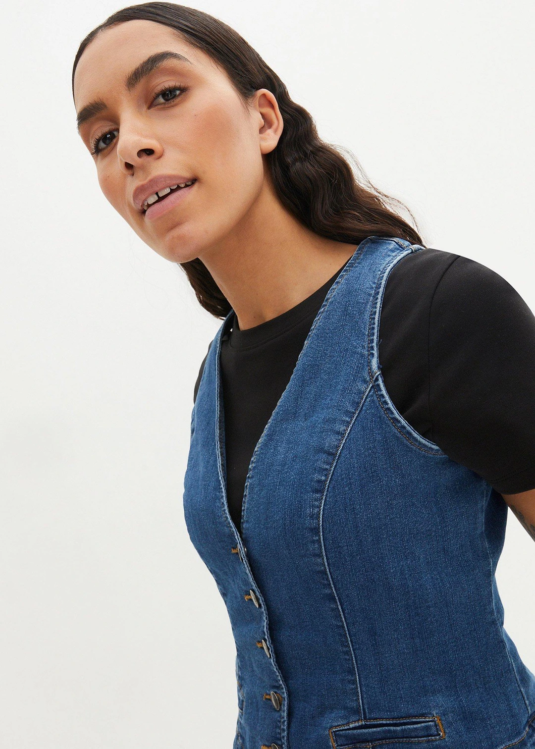 Gilet sans manches en jean extensible