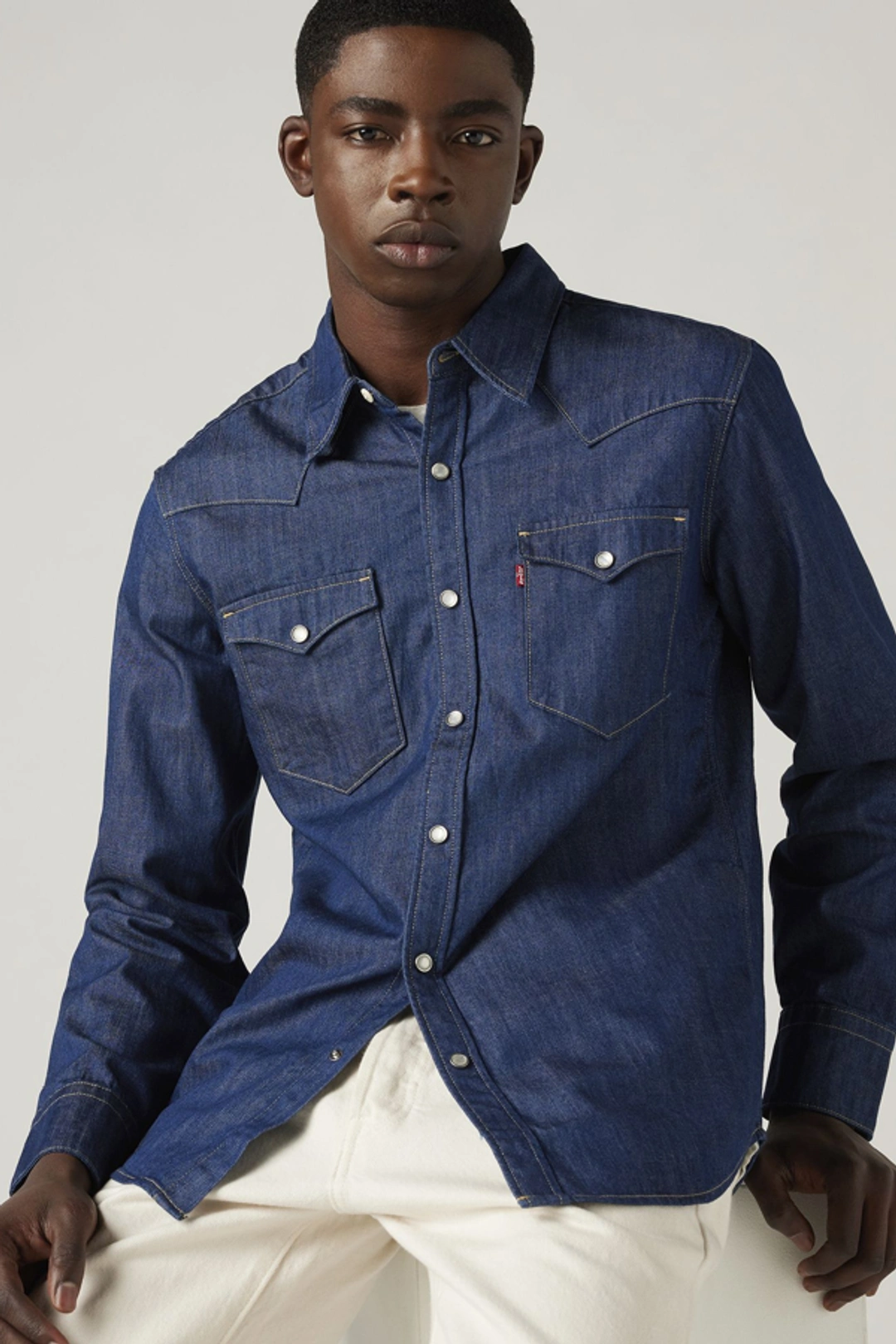 Levi's Chemise Barstow Western - Homme - Bleu / Red Cast Rinse Marbled - 2XL
