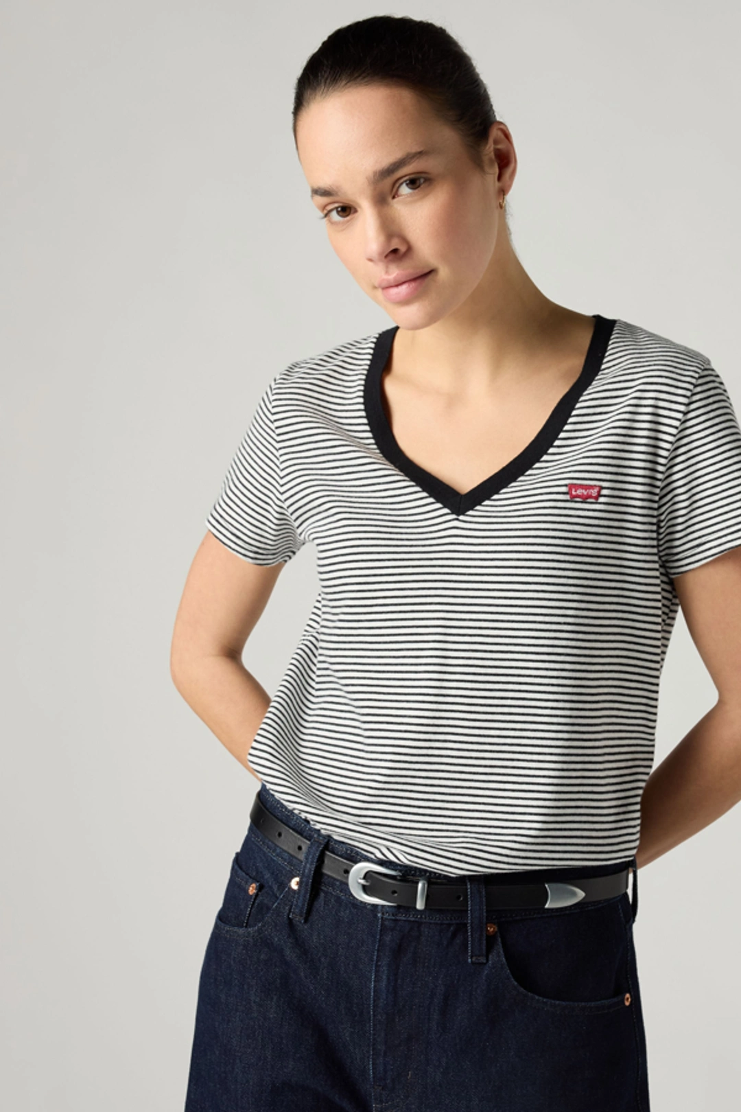 Levi's T Shirt Col V Perfect - Femme - Bleu / Pale Blue - XS