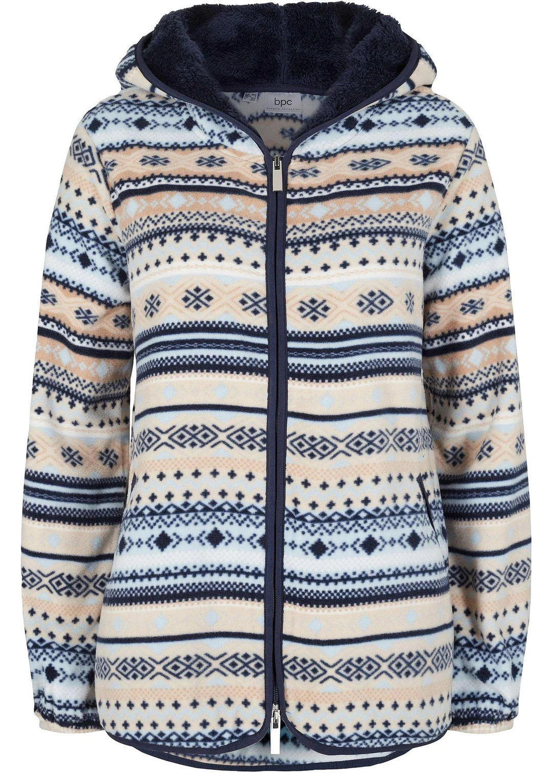 Veste polaire à capuche avec motif norvégien