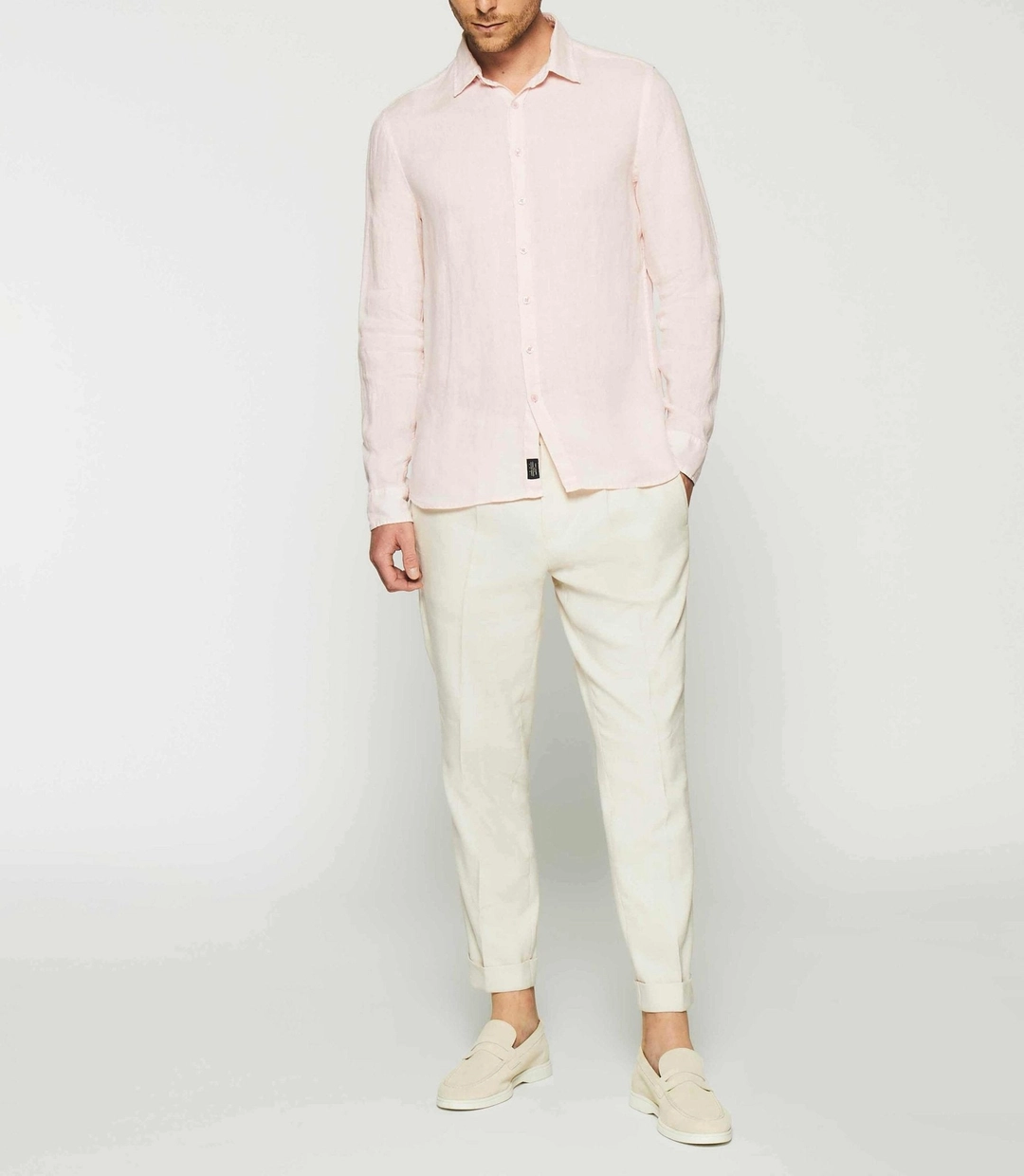 IZAC - Chemise unie en lin rose KISS