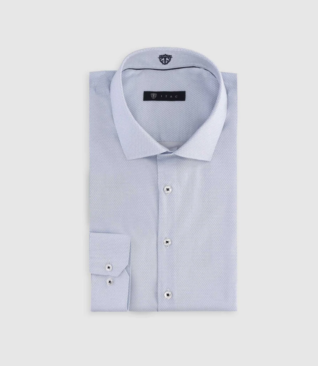 IZAC - Chemise slim à imprimé micro motifs bleu MAEL