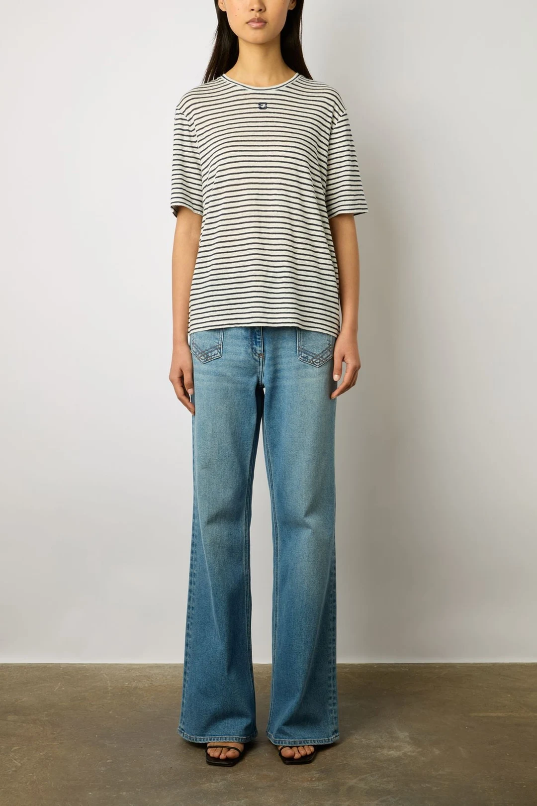 T-shirt rayé en lin - MYRIA - Marine