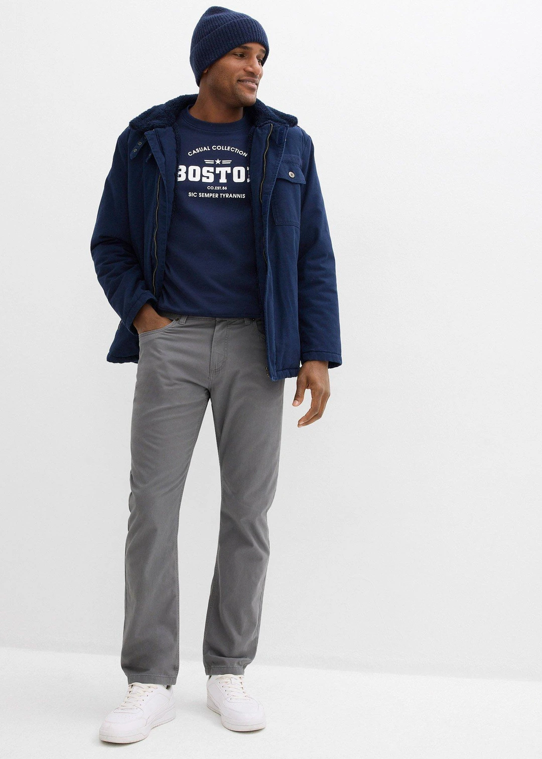 Pantalon regular en twill, droit, 100% coton - 2