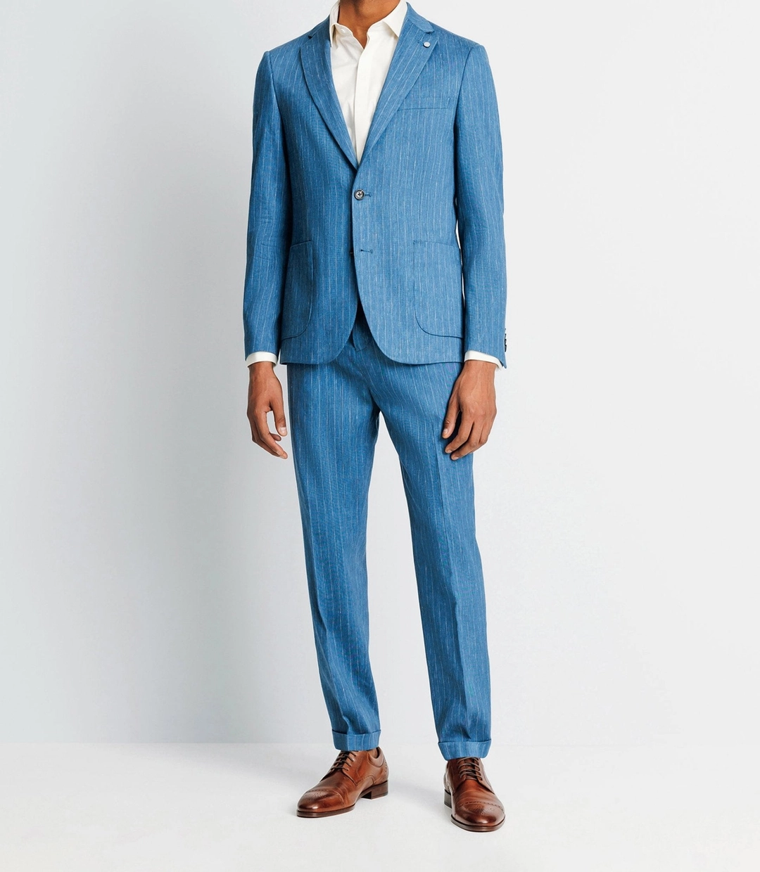 IZAC - Veste ville rayée en lin bleu indigo
