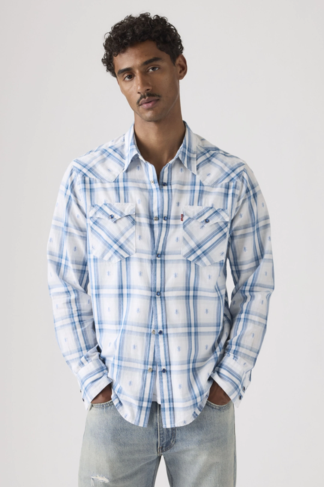 Levi's Chemise Barstow Western - Homme - Bleu / Red Cast Rinse Marbled - 2XL