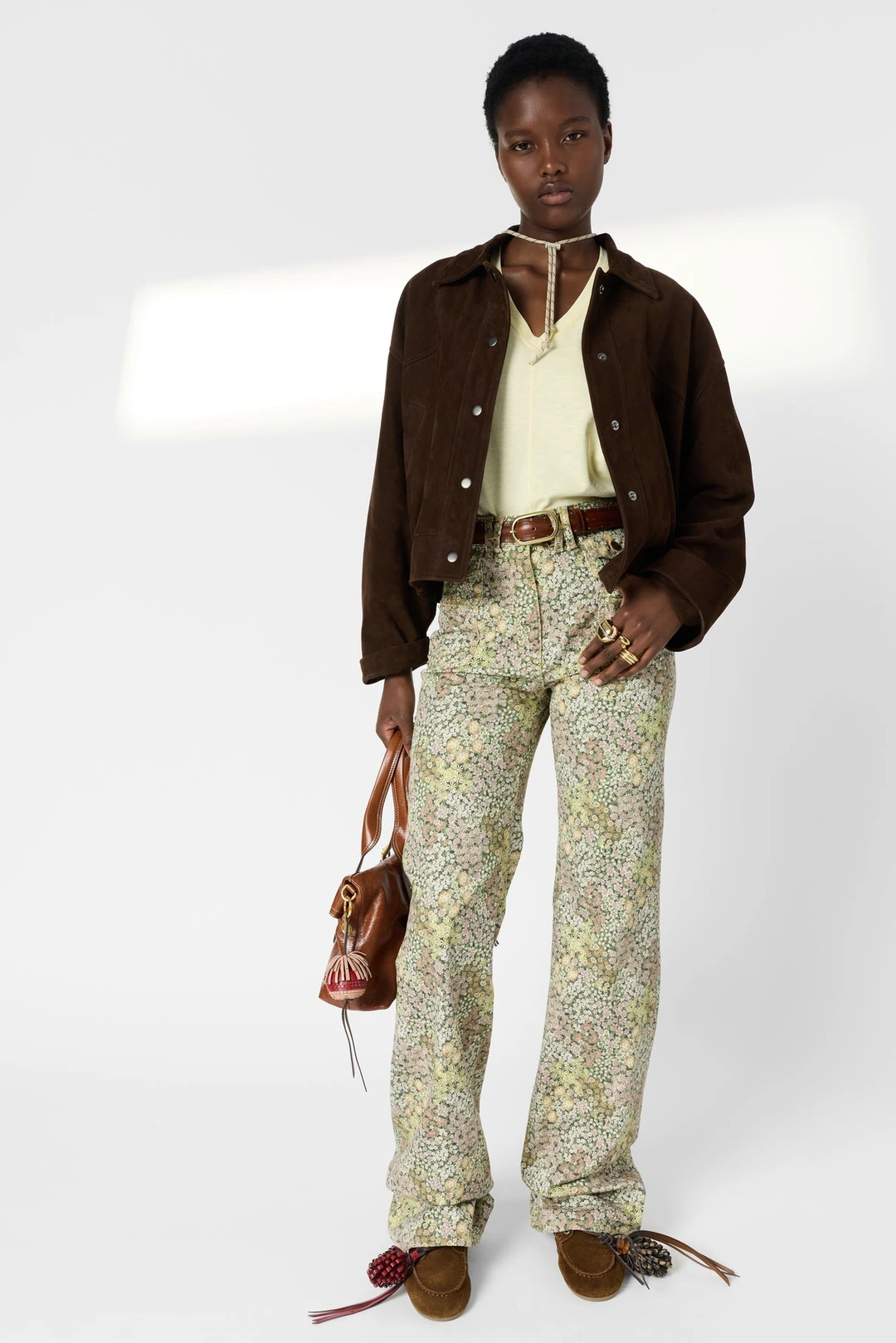 T-shirt V en coton - MARISA - Jaune