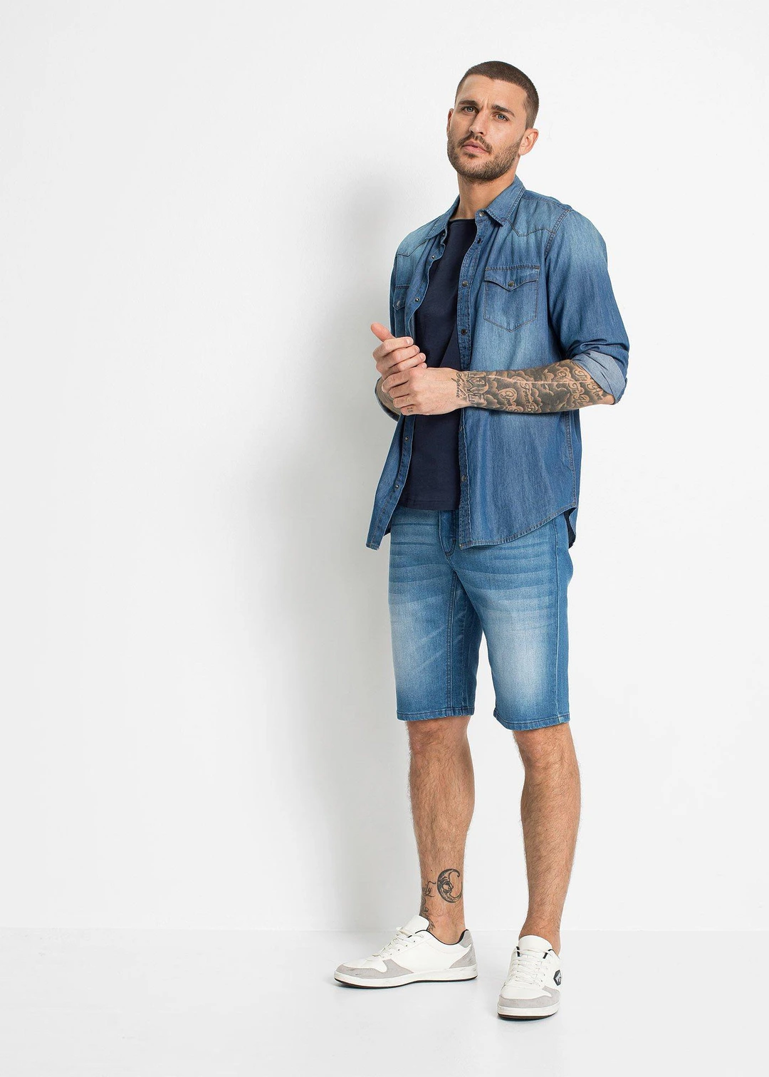 Bermuda en jean extensible avec entrejambe renforcé, regular - 2