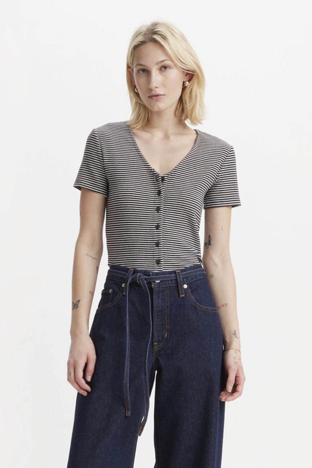 Levi's T Shirt Muse - Femme - Noir / Vanilla Stripe Caviar - 2XS