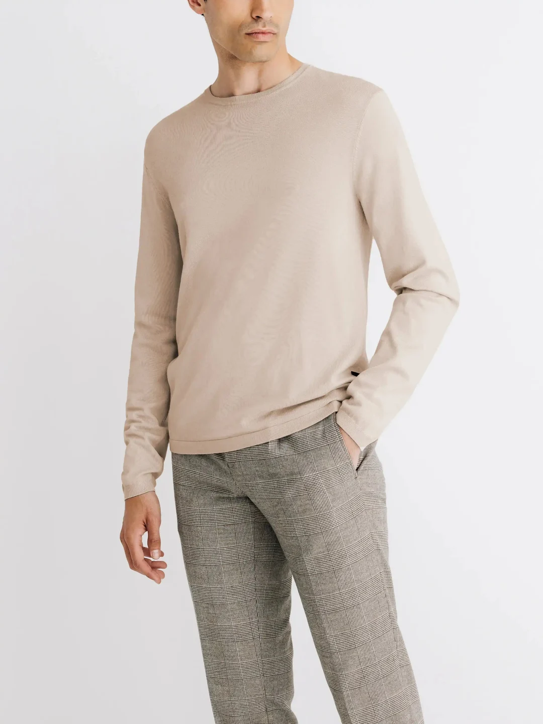 IZAC - Pull col rond beige