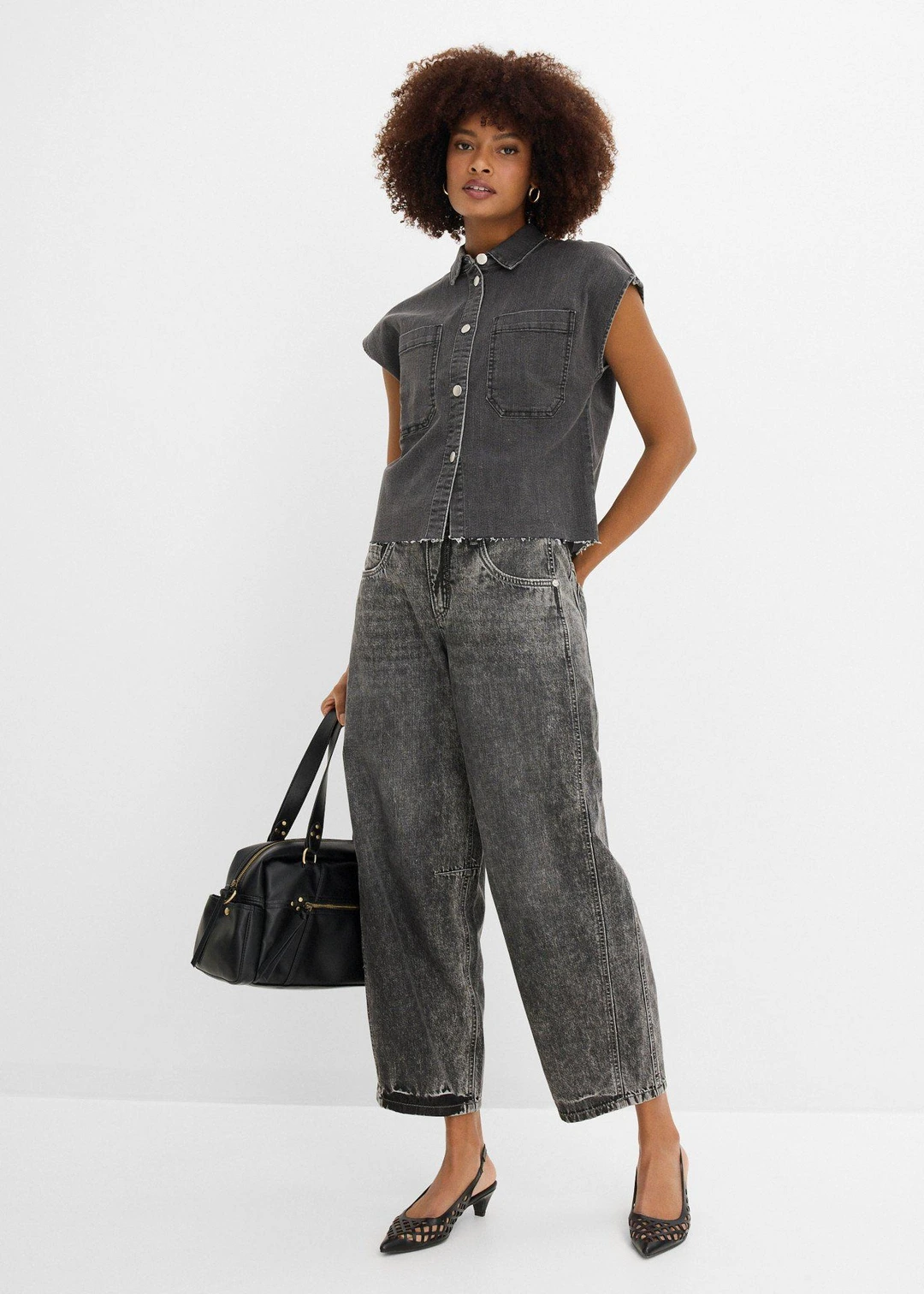 Chemisier en jean court et boxy - 2