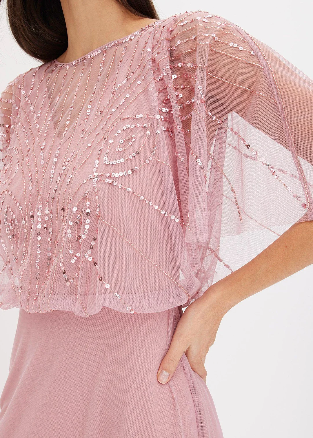 Robe longue en tulle fin avec sequins brodés - 3