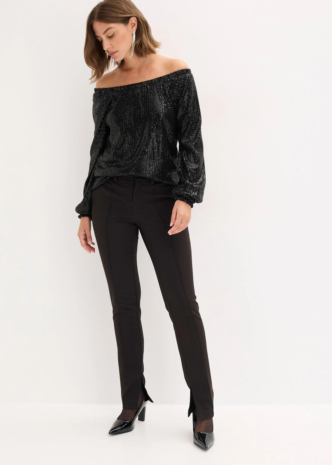 T-shirt oversize à sequins encolure Bardot - 2