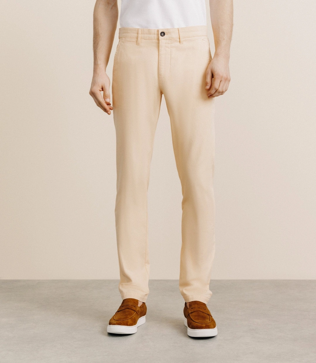 IZAC - Pantalon en coton stretch pêche