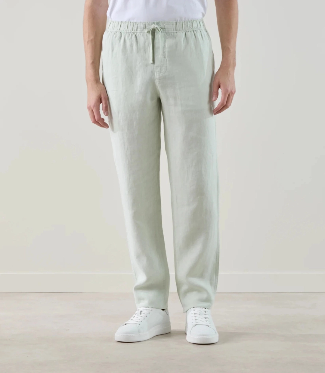 IZAC - Pantalon casual 100% lin vert clair