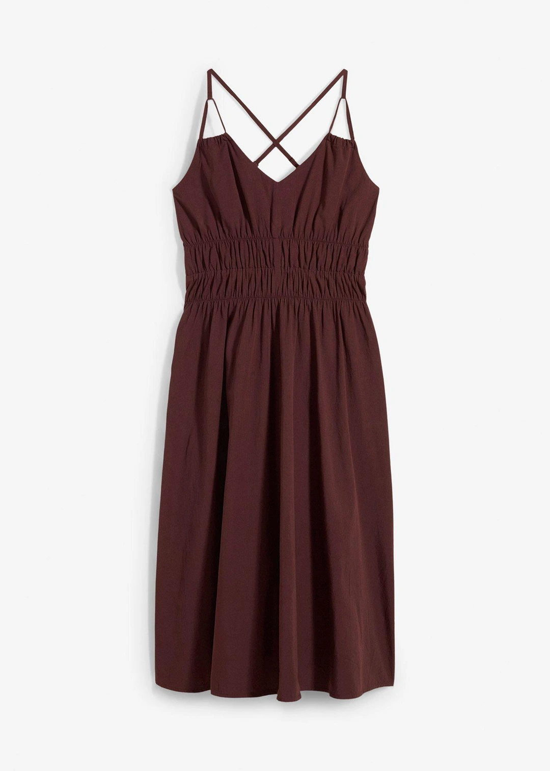 Robe midi 100% coton à fines bretelles