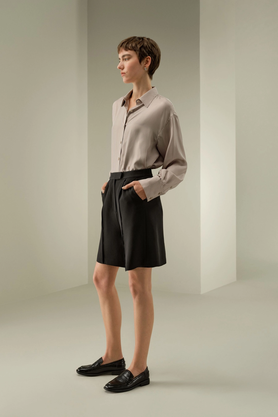 LILYSILK Chemisiers En Soie Rayures Marron 100% Soie De Mûrier Léger Et Résistant Aux Rides Simple Et Classique Marron Rayé Xl