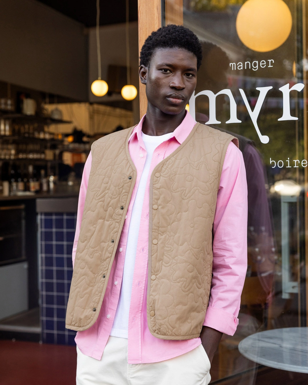 Veste sans manches coton taupe - ESTEREL