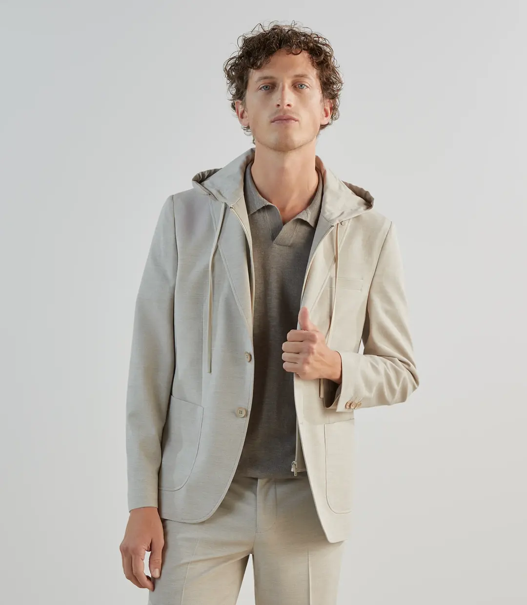 IZAC - Veste ville avec parementure beige