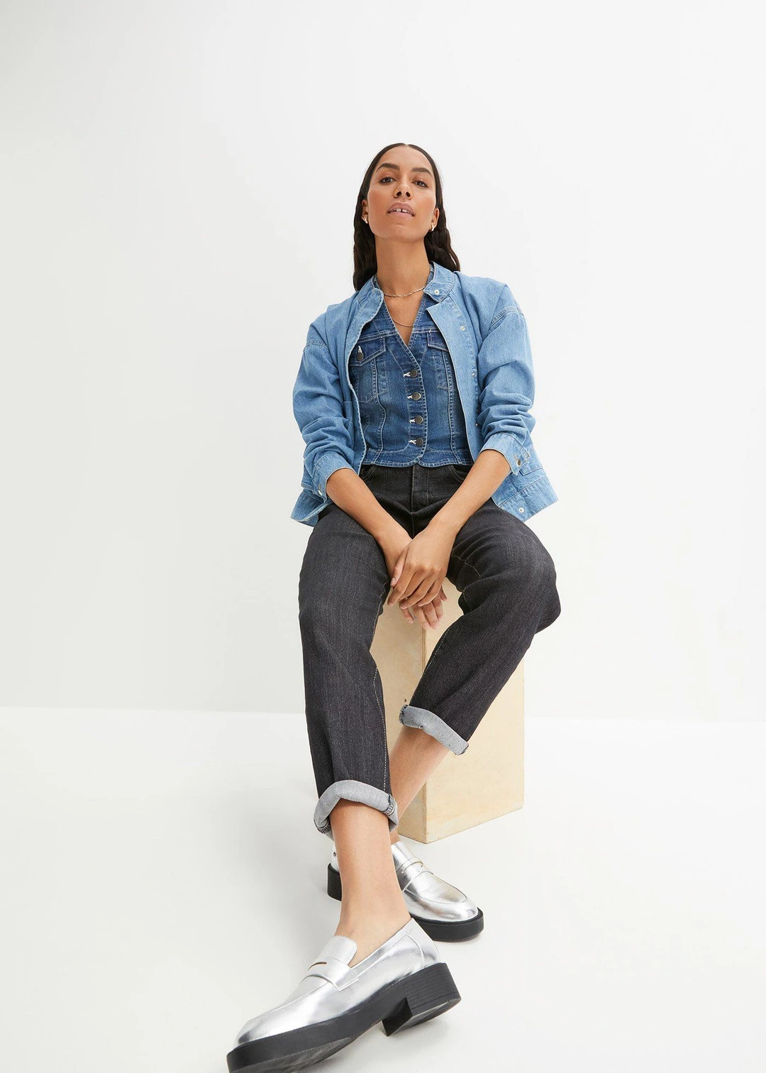 Jean mom taille haute, extensible - 2