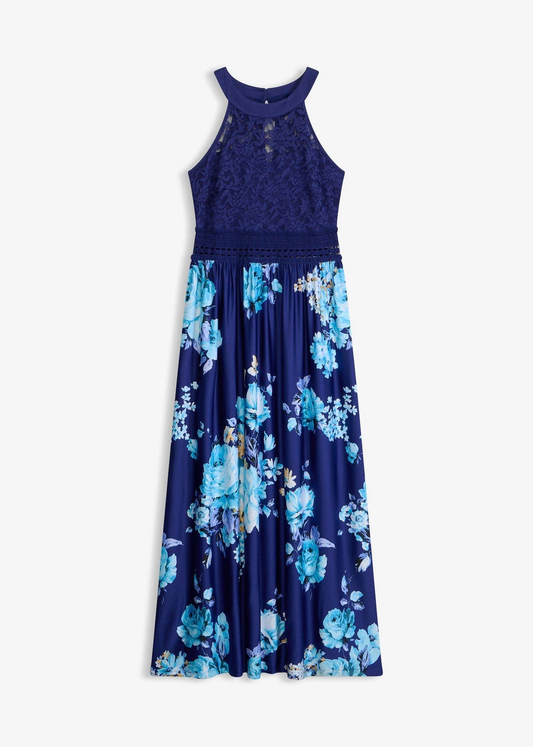 Robe longue à imprimé floral et dentelle