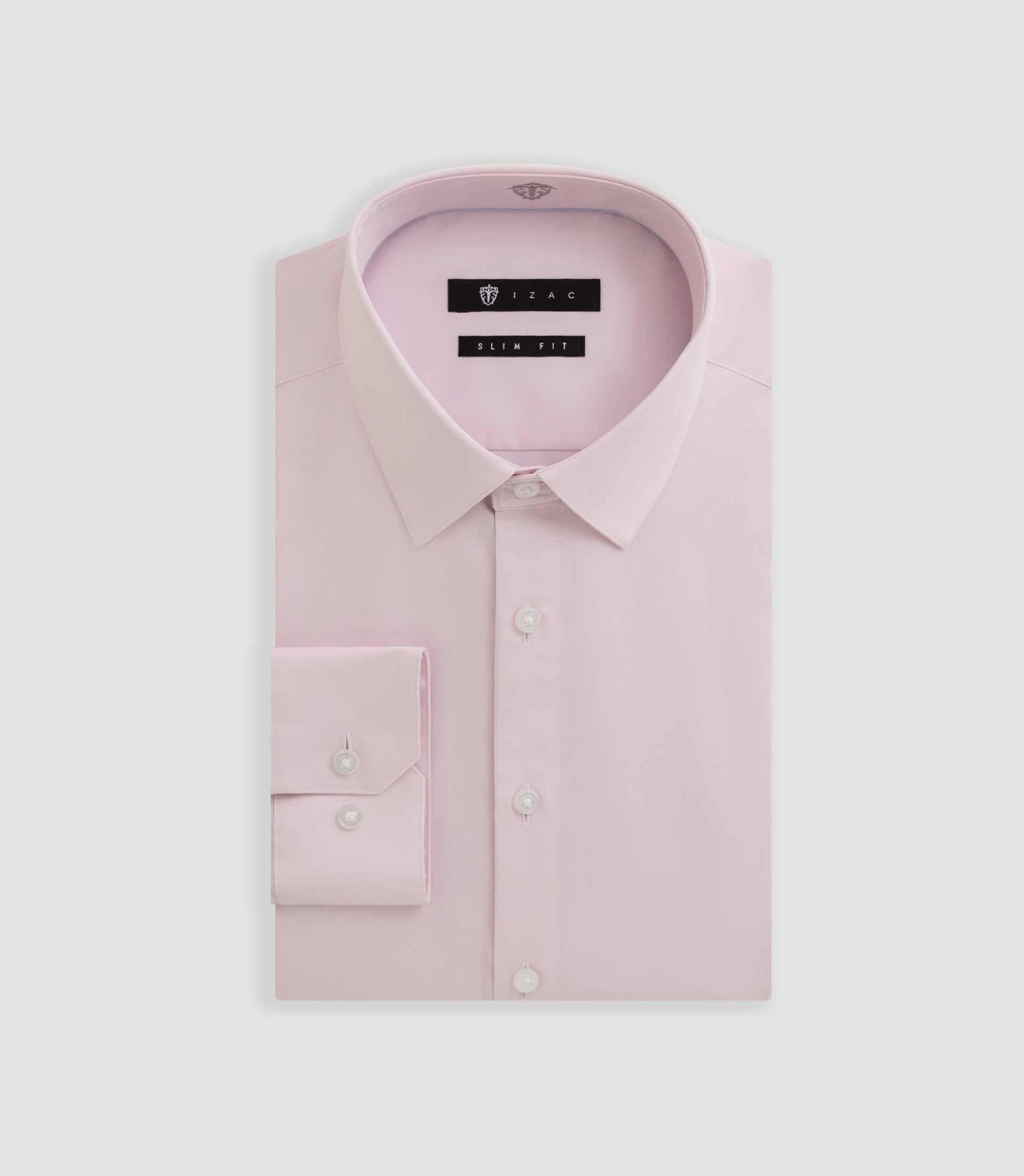 IZAC - Chemise slim en satin coton rose SATINSLIM