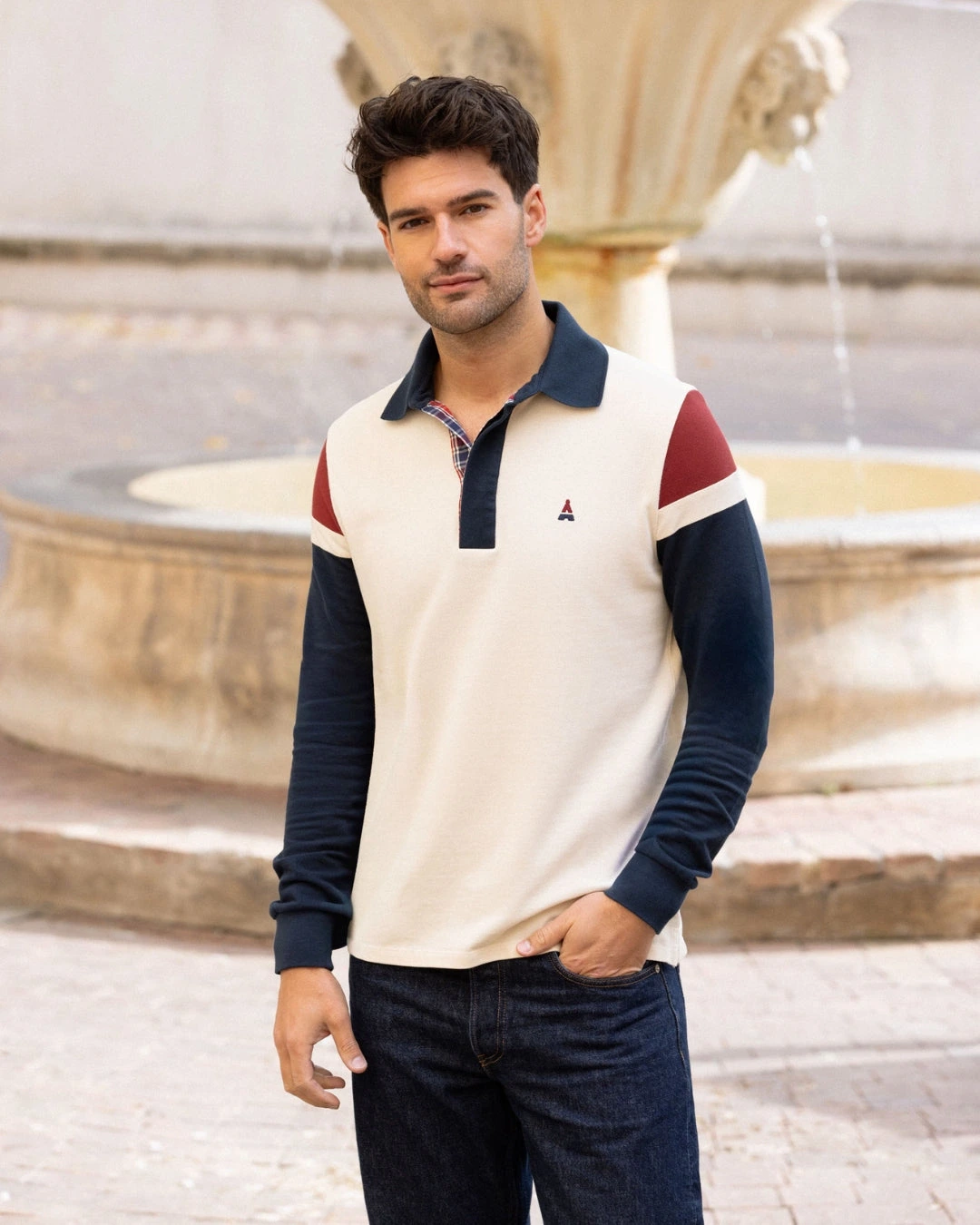 POLO MANCHE LONGUE BEIGE | MAURICE | COTON BIO