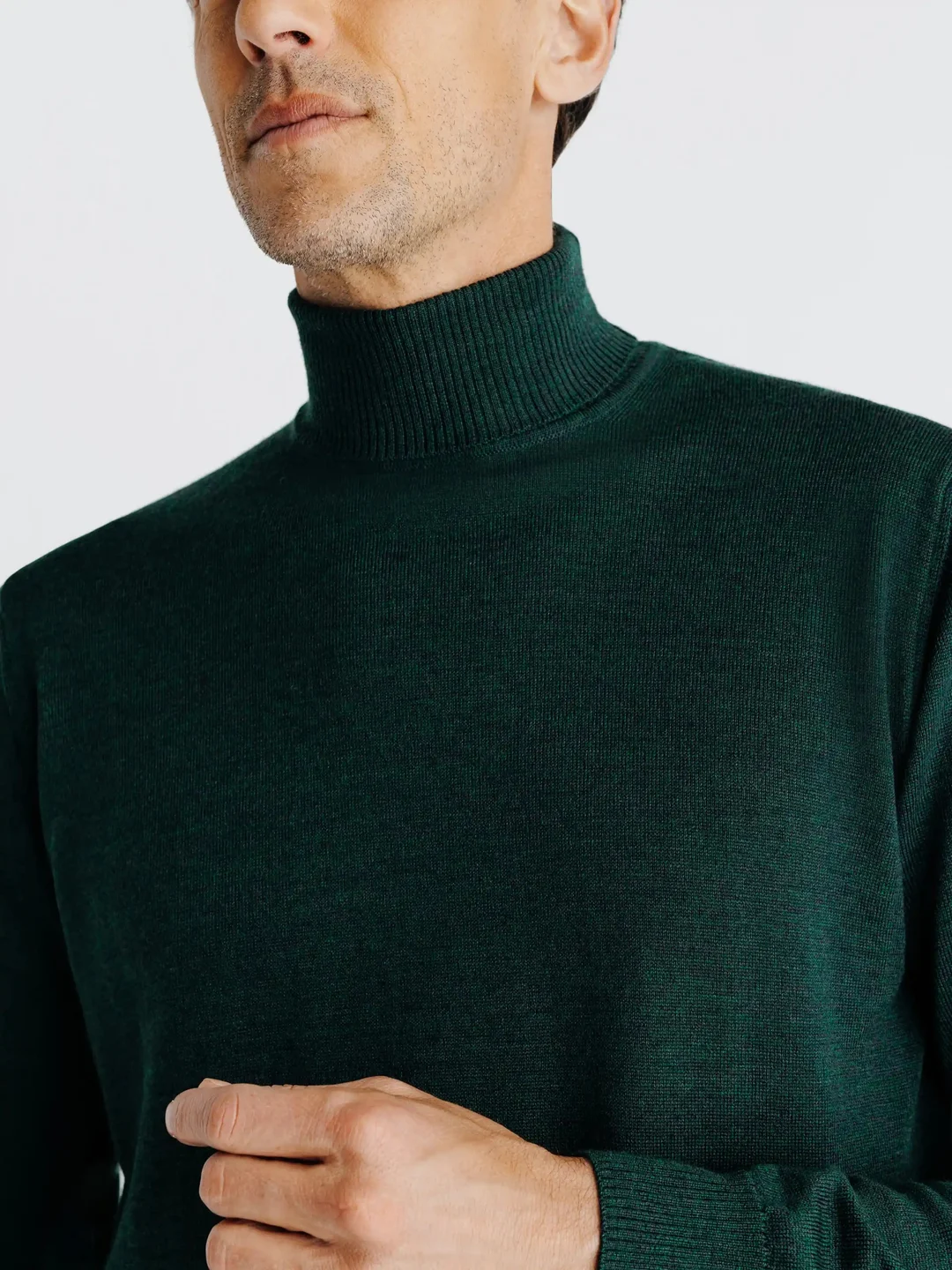 IZAC - Pull col roulé vert fonce
