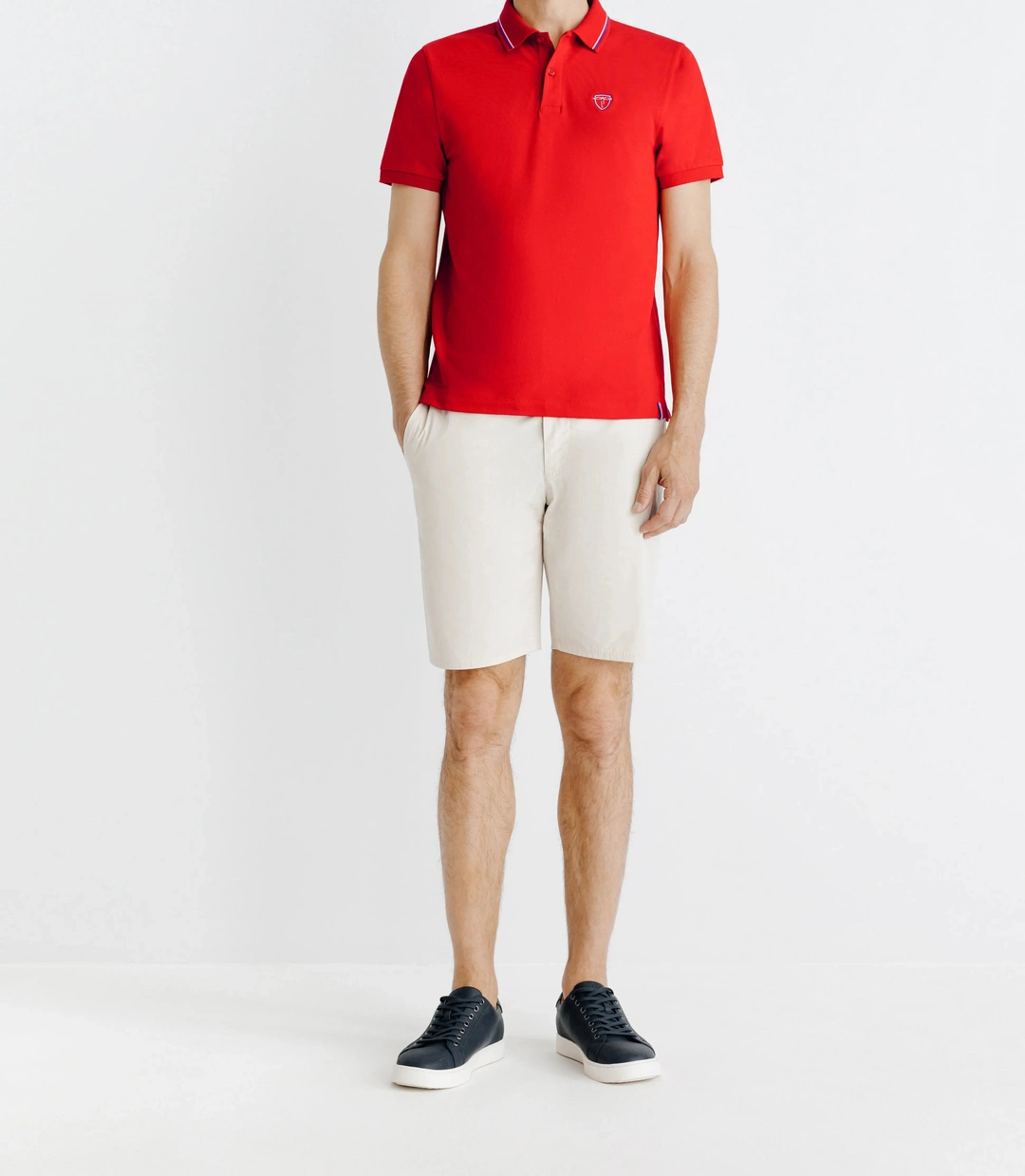 IZAC - Polo piqué boutonné rouge