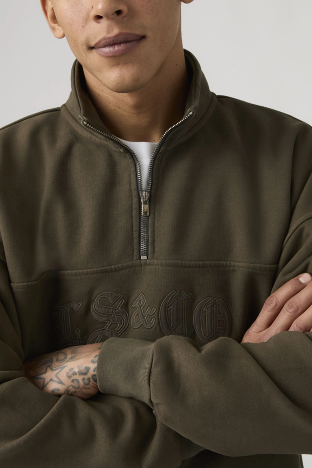 Levi's Sweat Shirt 1/4 Zip Boxy - Homme - Gris / Light Heather Grey - XL - 2