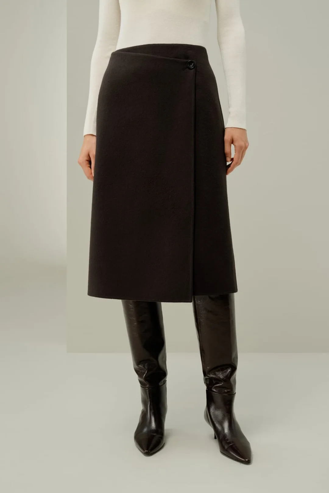LILYSILK Jupe Femme en Laine et Soie Élégante à Drapé Asymétrique Americano 42