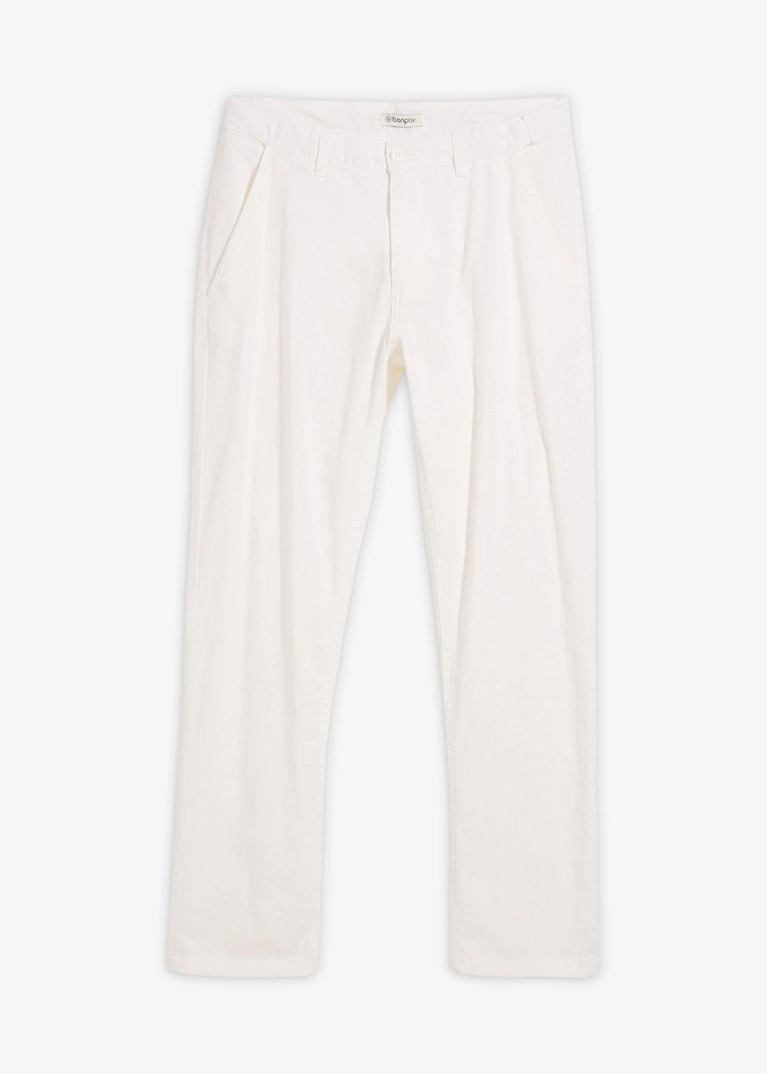 Pantalon chino regular en lin mélangé, droit